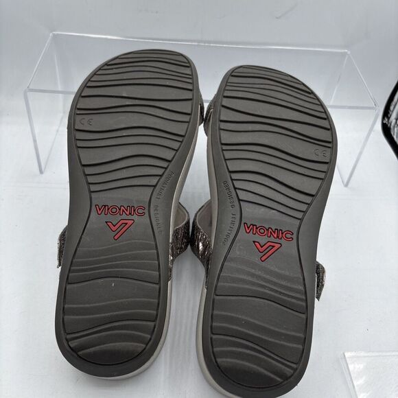 Vionic Pacific Ellie Metallic Snake Pewter Silver Comfort Sandals Women's Size 8 - Picture 7 of 10